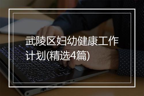 武陵区妇幼健康工作计划(精选4篇)