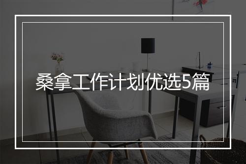 桑拿工作计划优选5篇