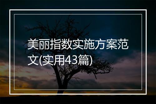 美丽指数实施方案范文(实用43篇)
