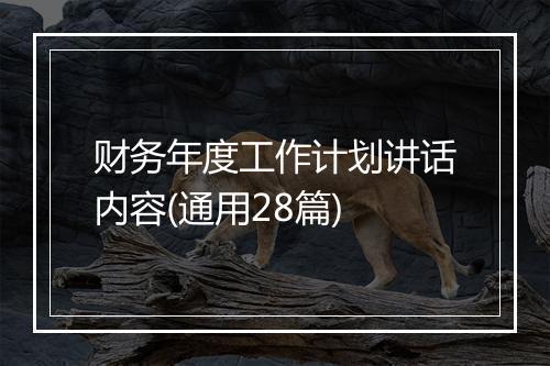 财务年度工作计划讲话内容(通用28篇)