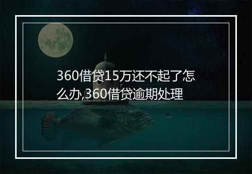 360借贷15万还不起了怎么办,360借贷逾期处理