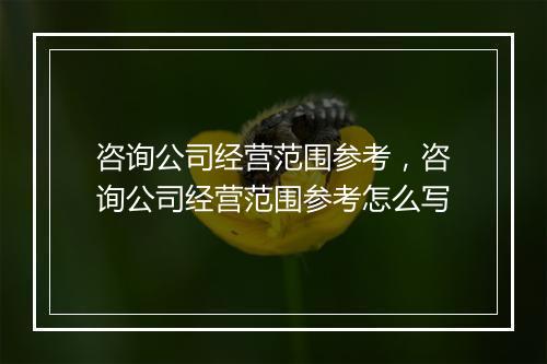 咨询公司经营范围参考，咨询公司经营范围参考怎么写
