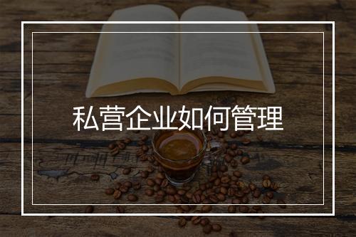 私营企业如何管理