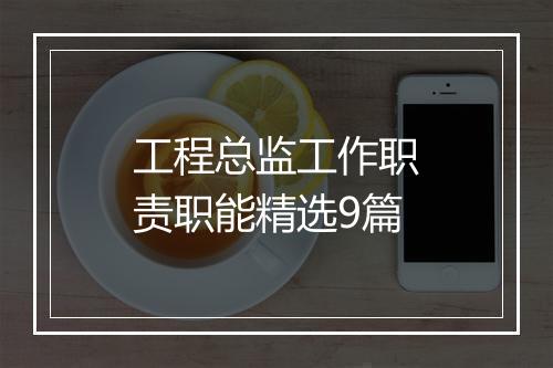 工程总监工作职责职能精选9篇