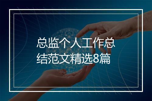 总监个人工作总结范文精选8篇