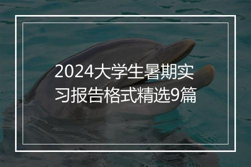 2024大学生暑期实习报告格式精选9篇