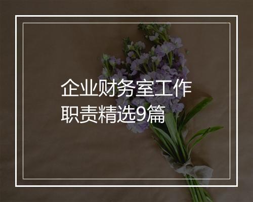 企业财务室工作职责精选9篇