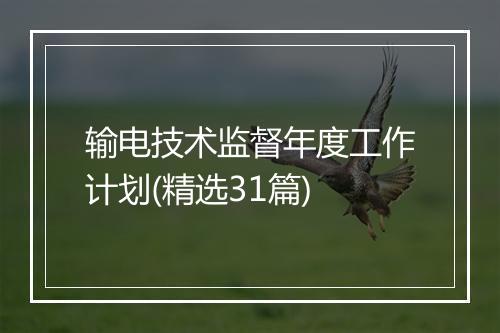 输电技术监督年度工作计划(精选31篇)
