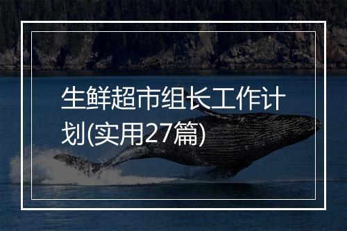 生鲜超市组长工作计划(实用27篇)