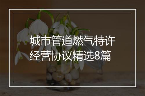 城市管道燃气特许经营协议精选8篇