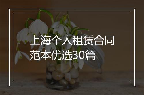 上海个人租赁合同范本优选30篇