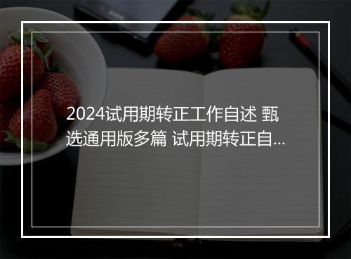 2024试用期转正工作自述 甄选通用版多篇 试用期转正自我总结甄选通用版10篇
