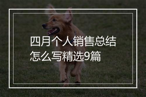 四月个人销售总结怎么写精选9篇