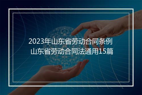 2023年山东省劳动合同条例 山东省劳动合同法通用15篇