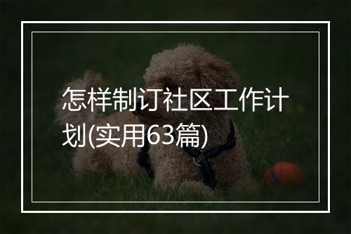 怎样制订社区工作计划(实用63篇)