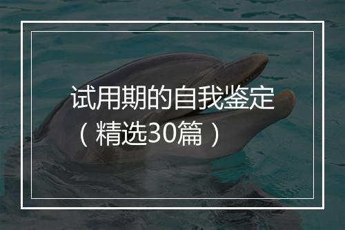 试用期的自我鉴定（精选30篇）