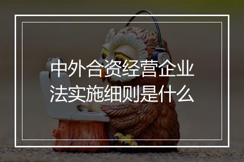 中外合资经营企业法实施细则是什么