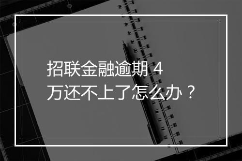 招联金融逾期 4 万还不上了怎么办？
