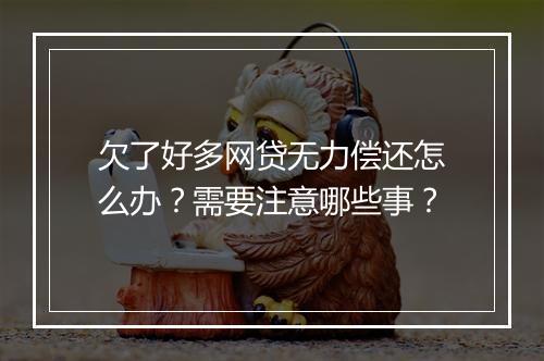 欠了好多网贷无力偿还怎么办？需要注意哪些事？