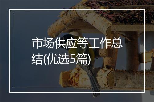 市场供应等工作总结(优选5篇)