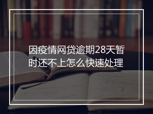 因疫情网贷逾期28天暂时还不上怎么快速处理
