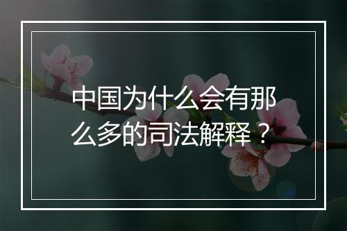 中国为什么会有那么多的司法解释？