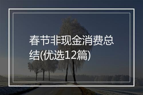 春节非现金消费总结(优选12篇)