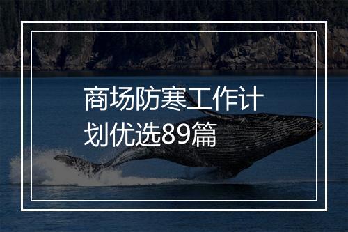 商场防寒工作计划优选89篇