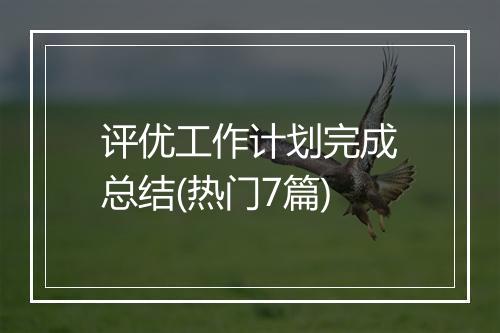 评优工作计划完成总结(热门7篇)