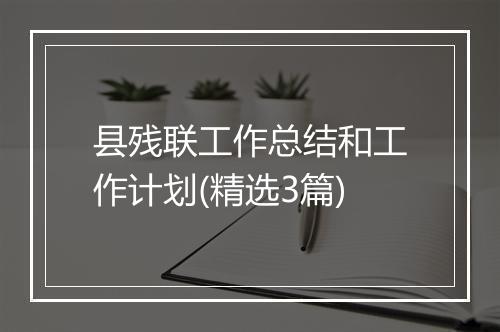 县残联工作总结和工作计划(精选3篇)