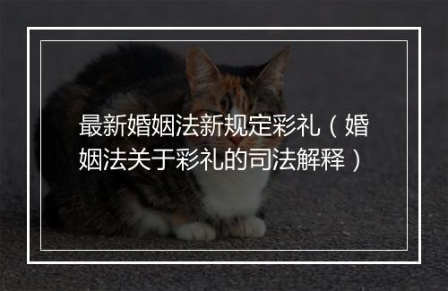 最新婚姻法新规定彩礼（婚姻法关于彩礼的司法解释）