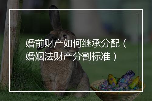 婚前财产如何继承分配（婚姻法财产分割标准）