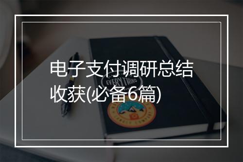 电子支付调研总结收获(必备6篇)