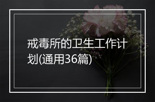 戒毒所的卫生工作计划(通用36篇)