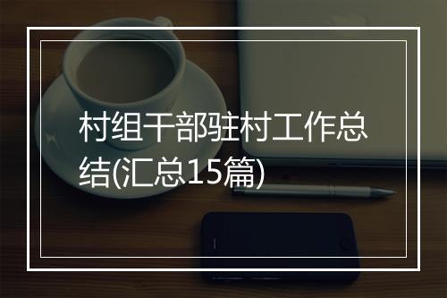 村组干部驻村工作总结(汇总15篇)