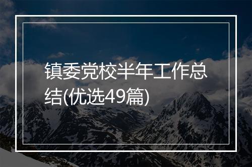 镇委党校半年工作总结(优选49篇)