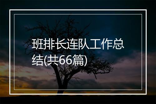 班排长连队工作总结(共66篇)