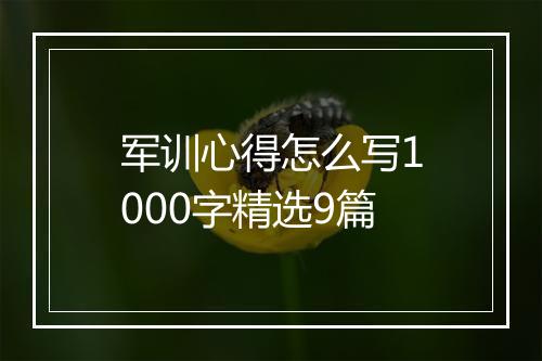 军训心得怎么写1000字精选9篇