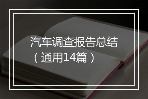 汽车调查报告总结（通用14篇）