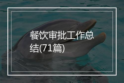 餐饮审批工作总结(71篇)