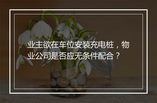 业主欲在车位安装充电桩，物业公司是否应无条件配合？