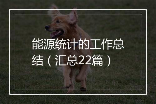 能源统计的工作总结（汇总22篇）