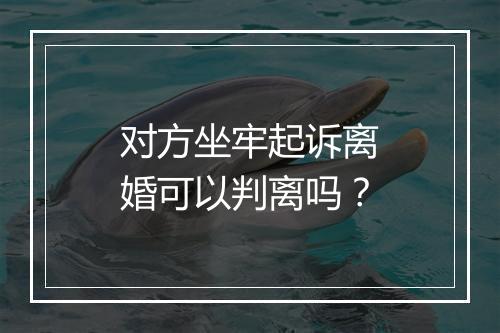 对方坐牢起诉离婚可以判离吗？