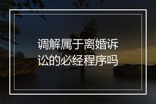 调解属于离婚诉讼的必经程序吗