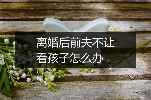 离婚后前夫不让看孩子怎么办