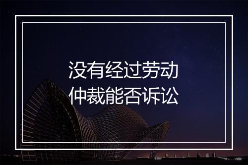 没有经过劳动仲裁能否诉讼