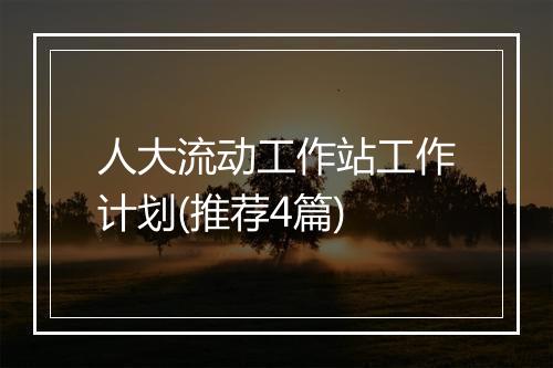 人大流动工作站工作计划(推荐4篇)
