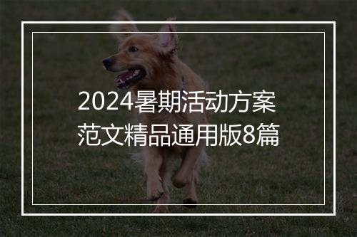 2024暑期活动方案范文精品通用版8篇