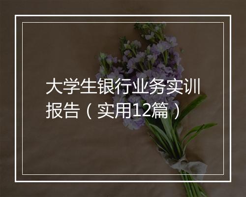 大学生银行业务实训报告（实用12篇）