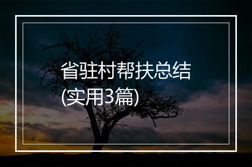 省驻村帮扶总结(实用3篇)